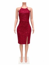 Bob Mackie Fuchsia Sequin Halter Dress For Women Cocktail Party Size 2-24W