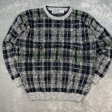 Vintage 90s Method Abstract Knit Sweater Made in Korea Grandpa Pattern Size M