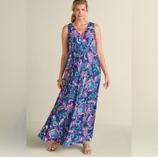 Soft Surroundings Rosalia Maxi Dress Womens Medium Multicolor Paisley Boho