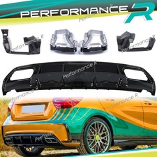 Heckdiffusor + schwarzer Auspuff für Mercedes A-Klasse W176 ab 09.2015 AMG Line