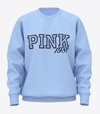 PINK Victoria's Secret Sweatshirt Womens Medium Blue PINK 1986 Crewneck Fleece