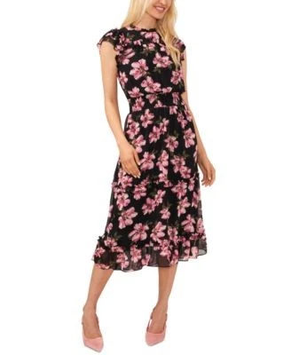 CeCe Womens Smocked-Waist Flutter- Rich Black M 196545399492 M RT $129.0 #1