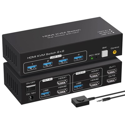 VPFET HDMI KVM Switch 2 Monitore 2 Computer 4K120HZ 8K60HZ KVM