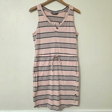 The North Face Sand Scape Tank Dress Sz L Pink Stripe Outdoor Hiking Pocket