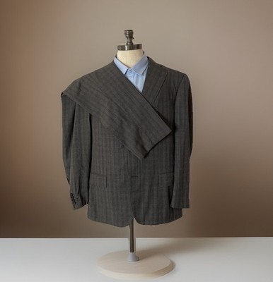 $2195 Pal Zileri US 42R Gray Plaid Extra-fine Wool Suit Pants Jacket 36W Italy