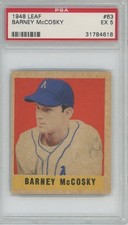 1948-1949 LEAF BARNEY MCCOSKY #63 PHILADELPHIA ATHLETICS A'S (RARE SP) PSA 5 EX