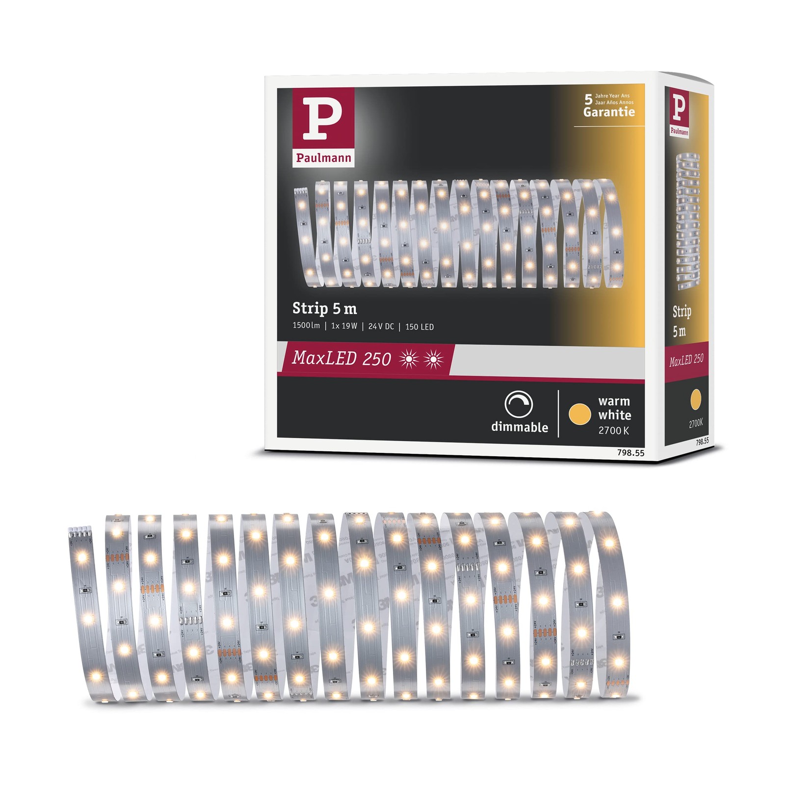 Bandeau LED MaxLED 250 blanc chaud 5m pour ambiance chaleureuse salon
