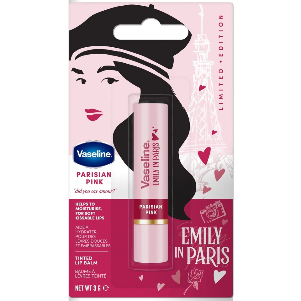 Vaseline LP Lip Balm with Colour Emily Parisian Pink 3g 24-Hour Moisturising ... - Image 2 of 4