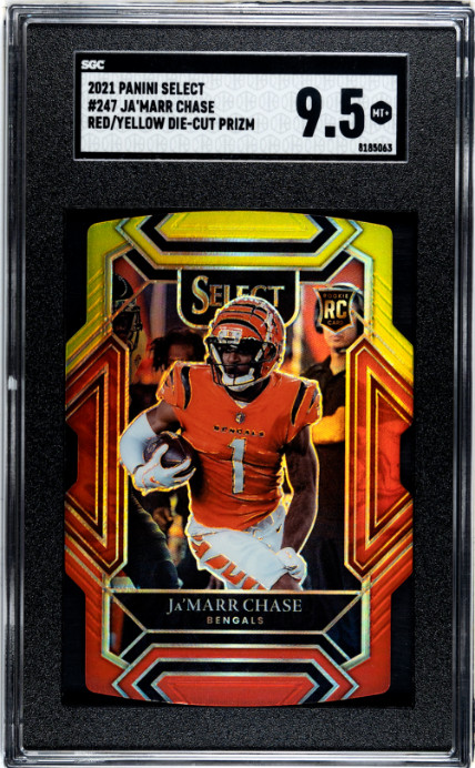 2021 Panini Select #247 Ja'Marr Chase Red/Yellow Die-Cut Prizm SGC 9.5