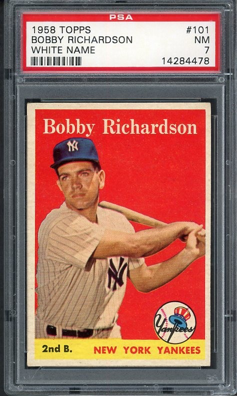 1958 TOPPS #101 BOBBY RICHARDSON YANKEES PSA 7 NM 538266 (KYCARDS)