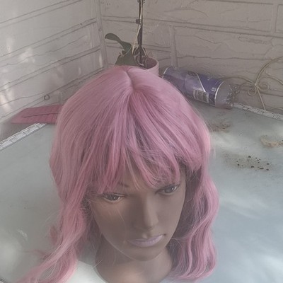 Pink Wavy Colored Wig for Women Full Cap Costume Cosplay Hair