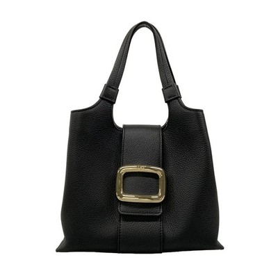 Roger Vivier Belle Vivier leather shopping bag, mini Black Leather Tote Bag