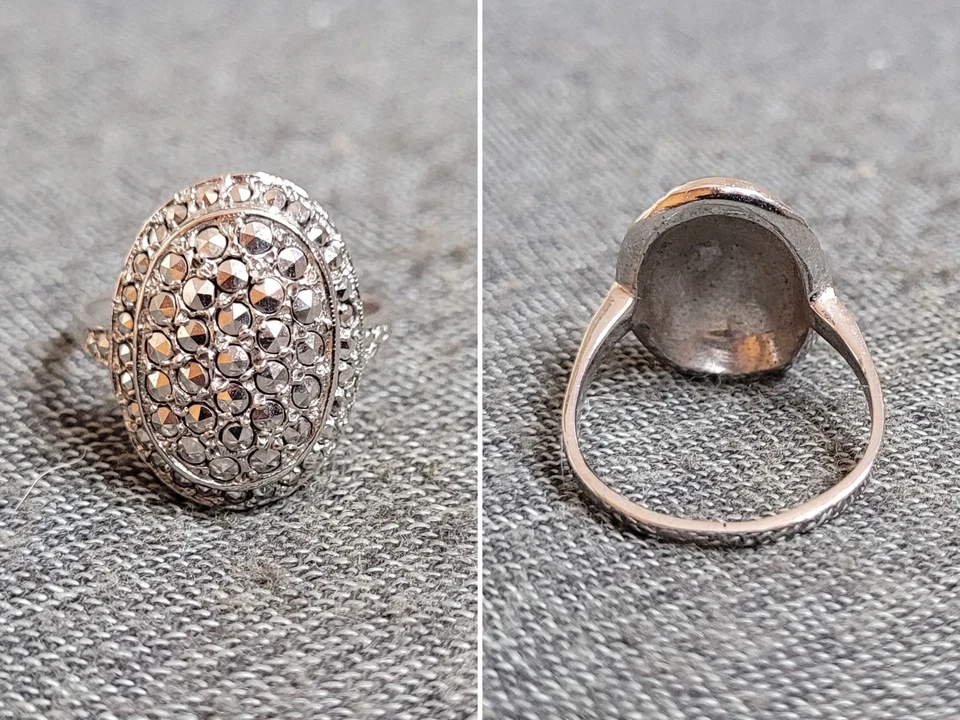 eleganter uralter Designer-Ring - 835er Silber, Markasiten, Vintage, Retro, edel - Bild 2 von 3