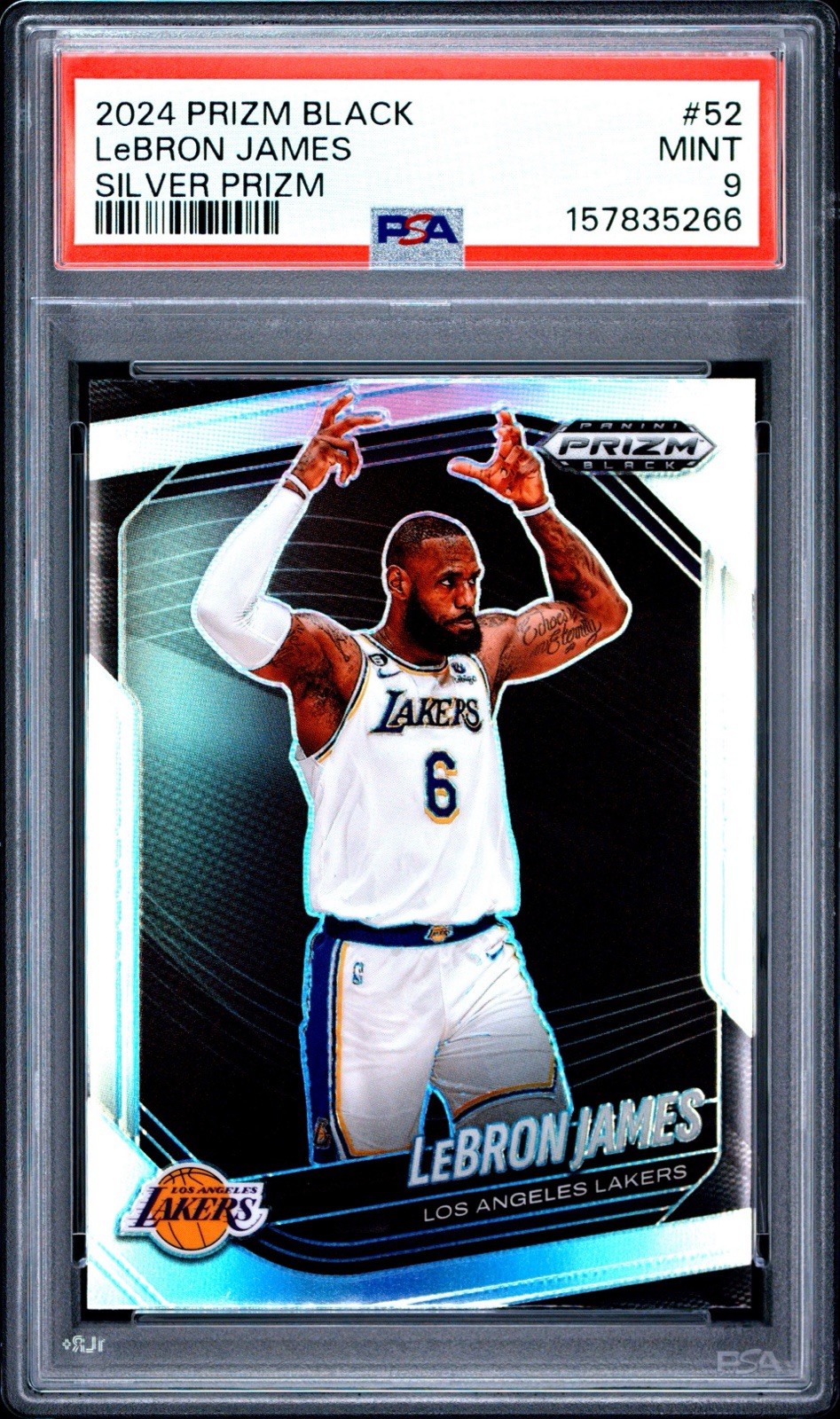 Panini 2024-25 Prizm Black LeBron James #52 Silver Prizm PSA 9 Lakers NBA