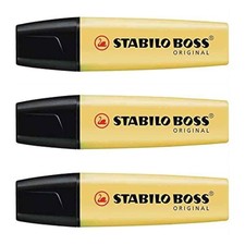 STABILO Boss Original Highlighters Pastel Tip 2-5 mm Pastel Yellow Pack of 3