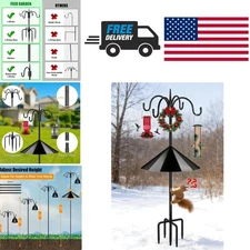 Adjustable 92 Inch Bird Feeder Pole with 19 Inch Squirrel Baffle and Hooks