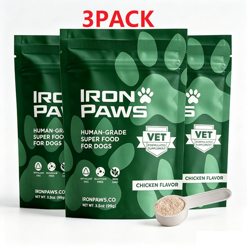 3Pack Iron Paws Human-Grade Superfood For Dogs, Premium Greens Powder Supplement