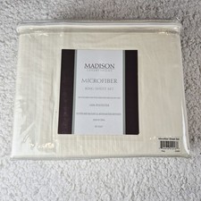 Madison Luxury Home King Microfiber Sheet Set Ivory Deep Pocket New