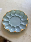 Vintage Anchor Hocking Fire King Delphine Turquoise Blue Egg Plate