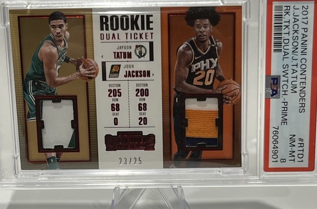 Jayson TATUM/JOSH Jackson 2017 Panini Rookie Patch Card # /25 23/25 PSA 8 RC
