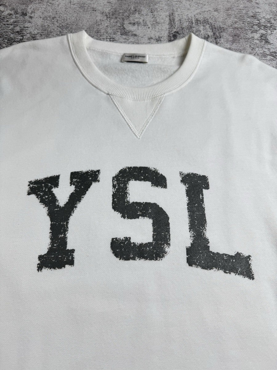 SAINT LAURENT PARIS ロゴスウェット SAINT LAURENT Paris 2021 YSL Logo Cotton White Crew