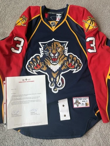 Game Worn Clay Wilson Florida Panthers 2010-11 NHL Jersey Used Blue Home 56