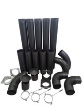4" 5" 6" BLACK STEEL FLUE PIPES ELBOW RAIN CAP WALL BRACKET PLATE 100 125 150
