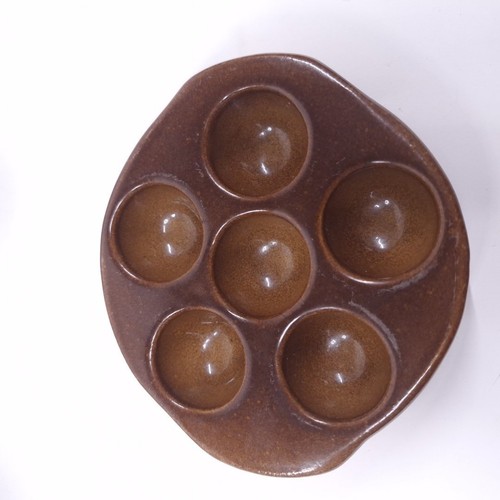 Vintage Snail Serving Plate Dish 6 Hole Brown x 6 Porcelain 13 cms x 3 cms - Picture 21 of 24