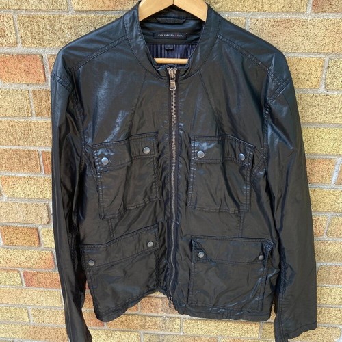 John Varvatos, Vintage John Varvatos Black Leather Double Zip Racer Jacket XL
