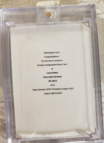 *REDEEMED* Topps Dynasty UEFA Champions League 2023 Lionel Messi redemption card