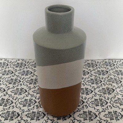 Keramik Vase mehrfarbig grün, weiß terrakotta/orange Wohndeko Design 40 cm