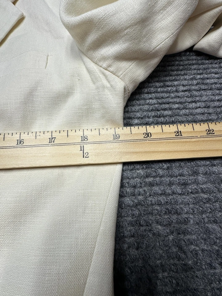 Lauren Ralph Lauren Blazer женщин 12 слоновой кости льняной 2 кнопки выемки лацкан карманы - Изображение 3 из 4