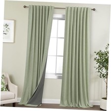 Farmhouse Curtains for Living Room 96 52"W x 96"L Pack of 2 Light Sage