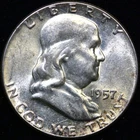 1957 50C  Franklin Half Dollar UNCIRCULATED #H28