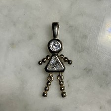 Sterling Silver Clear CZ April Birthstone Girl Child Pendant Charm