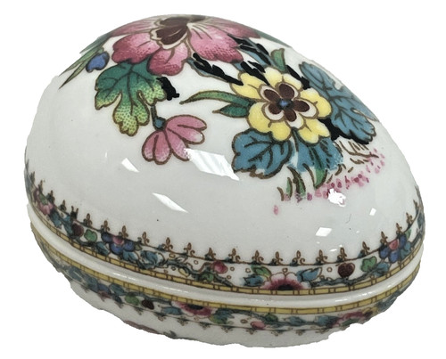 Coalport Bone China Ming Rose Floral Egg Trinket Box Porcelain England Vintage