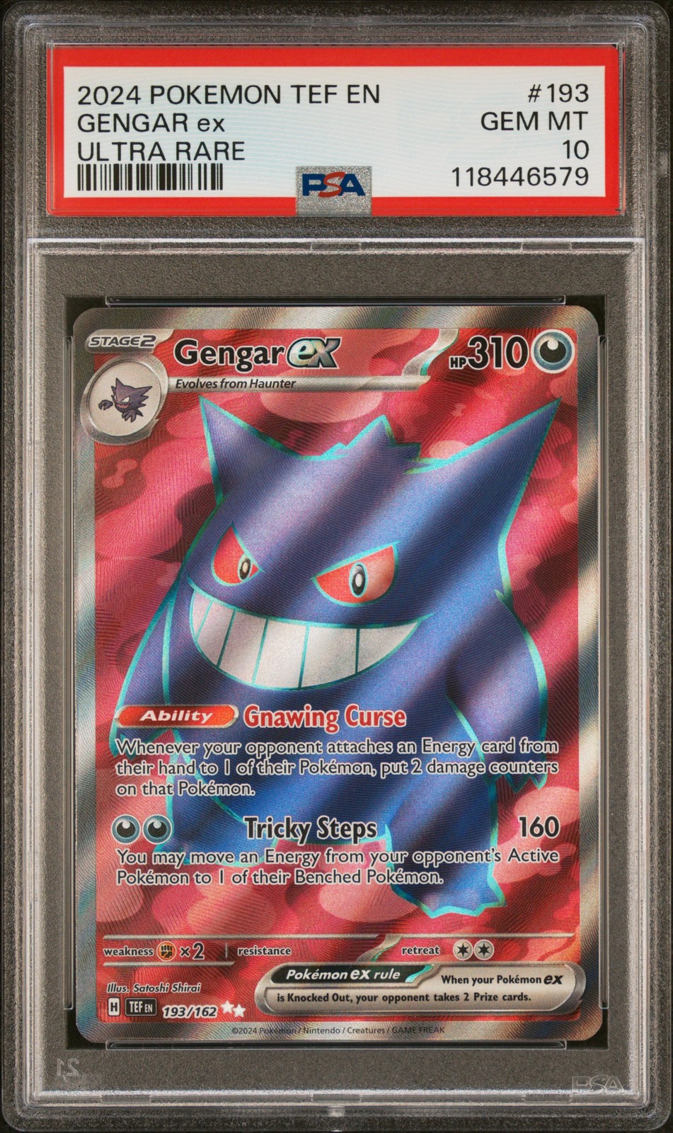 2024 POKEMON TEF EN-TEMPORAL FORCES ULTRA RARE #193 GENGAR EX PSA 10