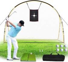Golf Net: 10x7ft Practice Driving with Barrier Tur Mat Target for Backyard Home