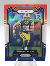 2023 Panini Prizm Red White and Blue Prizm #335 Emanuel Wilson (RC) Packers