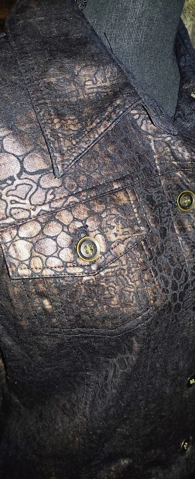 Ruby Rd. Black & Brown Snakeskin Print Jacket – Size 12 – Textured Shine - Image 4 of 4