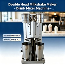 Double Head Milk Shake Maker Commercial Milkshake Blender Machine Stainless 110V