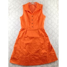 Calvin Klein Orange Sleeveless Dress Button Front Career Casual Womens Size 8