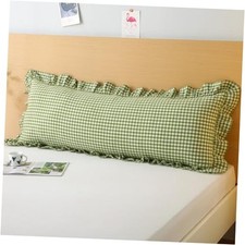 Plaid Ruffled Body Pillow Cover Body Pillow 20" x 54" - 1 Piece Green/White