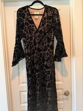 VTG I.C.E Maxi Dress Maxi Black Velvet Burnout Witchy Core Vamp Whimsigoth 6