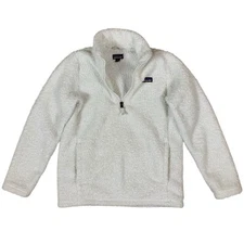 Patagonia White Sherpa Fleece Pullover Quarter Zip Warm Cozy XL 14 Youth Girls