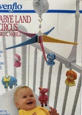 Vintage 1986 Evenflo Lullabye Land Circus Wind-Up Musical Mobile Colorful