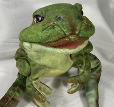 Folkmanis Toad Frog Hand Puppet Plush Full Body Olive Green Folktails