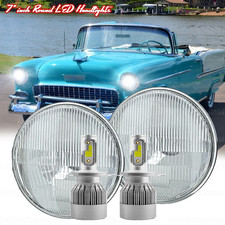 For Chevy Bel Air 1955-1957 Pair 7 Inch Round Led Headlights Hilo Sealed Beam