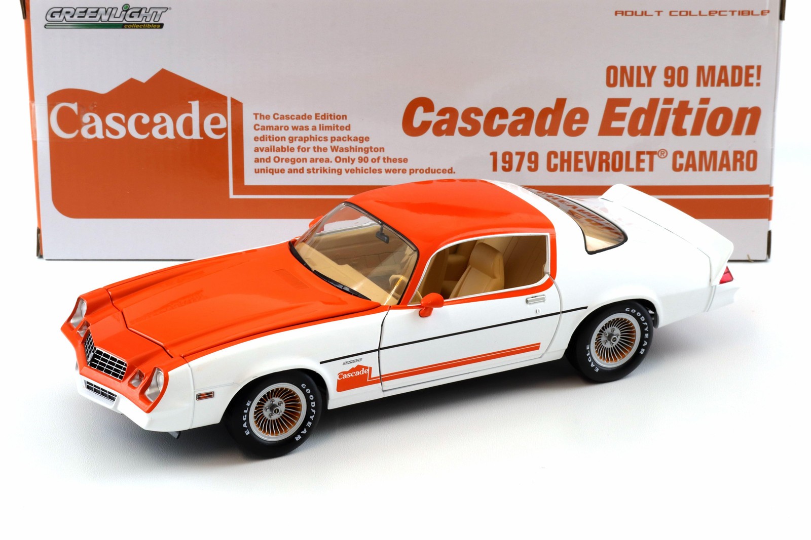 1:18 Greenlight 1979 Chevrolet Camaro Cascade Edition White/Orange