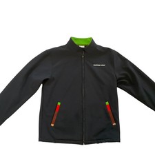 Burger King Manager Jacket Black Full Zip Logo Lime Green Collar Casual Small